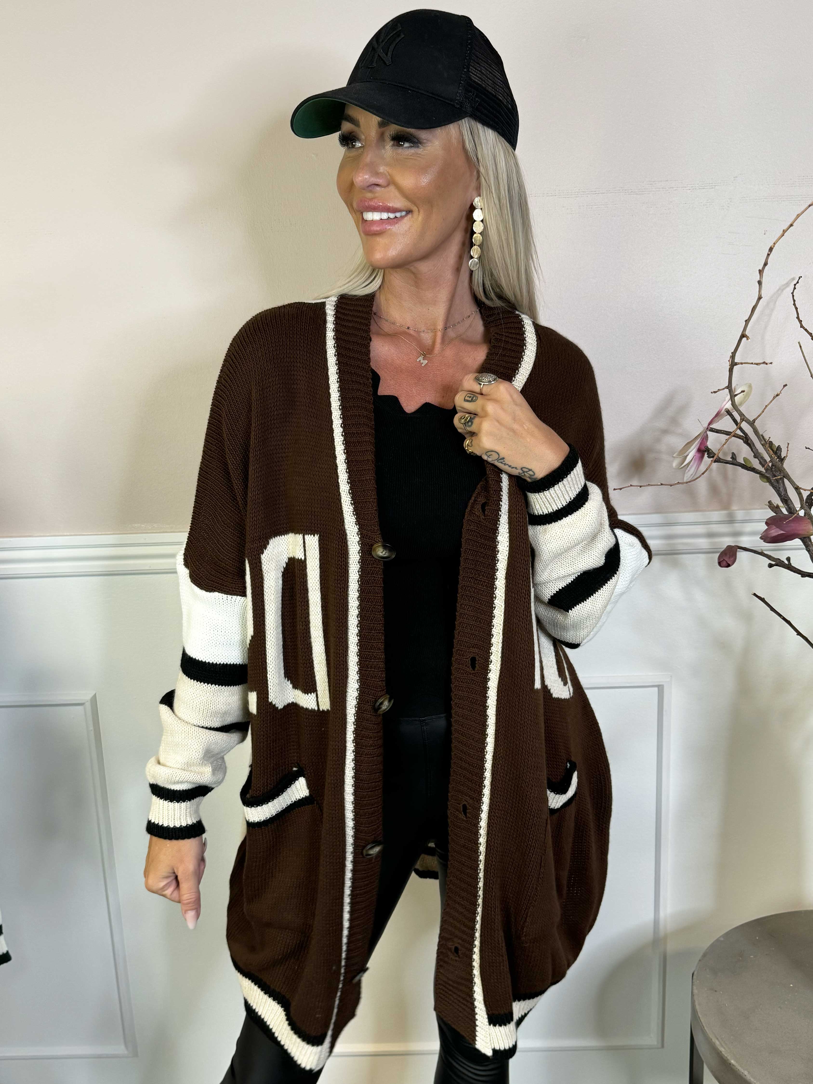 Diah - Flerfarvet college strikcardigan